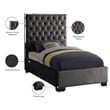 Meridian Furniture Lexi Solid Wood and Velvet Twin Bed in Gray