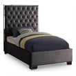 Meridian Furniture Lexi Solid Wood and Velvet Twin Bed in Gray