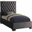 Meridian Furniture Lexi Solid Wood and Velvet Twin Bed in Gray
