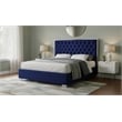Meridian Furniture Lexi Solid Wood and Velvet Full Bed in Navy