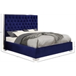 Meridian Furniture Lexi Solid Wood and Velvet Full Bed in Navy
