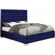 Meridian Furniture Lexi Solid Wood and Velvet Full Bed in Navy