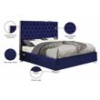 Meridian Furniture Lexi Solid Wood and Velvet King Bed in Navy