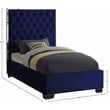 Meridian Furniture Lexi Solid Wood and Velvet Twin Bed in Navy