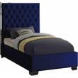 Meridian Furniture Lexi Solid Wood and Velvet Twin Bed in Navy