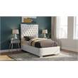 Meridian Furniture Lexi Solid Wood and Velvet Twin Bed in White