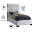 Meridian Furniture Lexi Solid Wood and Velvet Twin Bed in White