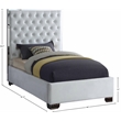 Meridian Furniture Lexi Solid Wood and Velvet Twin Bed in White