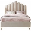 Meridian Furniture Lily Solid Wood and Tufted Velvet Full Bed in Cream