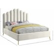 Meridian Furniture Lily Solid Wood and Tufted Velvet King Bed in Cream