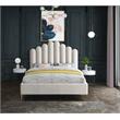 Meridian Furniture Lily Solid Wood and Tufted Velvet Queen Bed in Cream