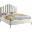 Meridian Furniture Lily Solid Wood and Tufted Velvet Queen Bed in Cream