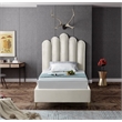 Meridian Furniture Lily Solid Wood and Tufted Velvet Twin Bed in Cream