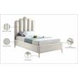 Meridian Furniture Lily Solid Wood and Tufted Velvet Twin Bed in Cream
