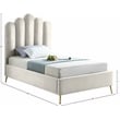 Meridian Furniture Lily Solid Wood and Tufted Velvet Twin Bed in Cream