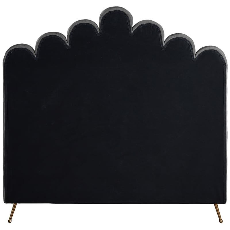 Meridian Furniture Lily Solid Wood and Tufted Velvet Full Bed in Gray