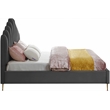 Meridian Furniture Lily Solid Wood and Tufted Velvet King Bed in Gray