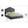 Meridian Furniture Lily Solid Wood and Tufted Velvet King Bed in Gray