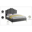 Meridian Furniture Lily Solid Wood and Tufted Velvet Queen Bed in Gray