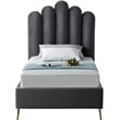 Meridian Furniture Lily Solid Wood and Tufted Velvet Twin Bed in Gray