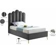 Meridian Furniture Lily Solid Wood and Tufted Velvet Twin Bed in Gray