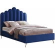 Meridian Furniture Lily Solid Wood and Tufted Velvet Full Bed in Navy
