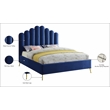 Meridian Furniture Lily Solid Wood and Tufted Velvet Full Bed in Navy