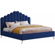 Meridian Furniture Lily Solid Wood and Tufted Velvet King Bed in Navy