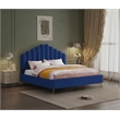 Meridian Furniture Lily Solid Wood and Tufted Velvet King Bed in Navy
