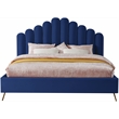 Meridian Furniture Lily Solid Wood and Tufted Velvet King Bed in Navy