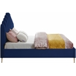 Meridian Furniture Lily Solid Wood and Tufted Velvet King Bed in Navy