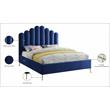 Meridian Furniture Lily Solid Wood and Tufted Velvet Queen Bed in Navy
