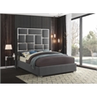 Meridian Furniture Milan Solid Wood and Vegan Leather King Bed in Gray