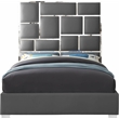 Meridian Furniture Milan Solid Wood and Vegan Leather King Bed in Gray