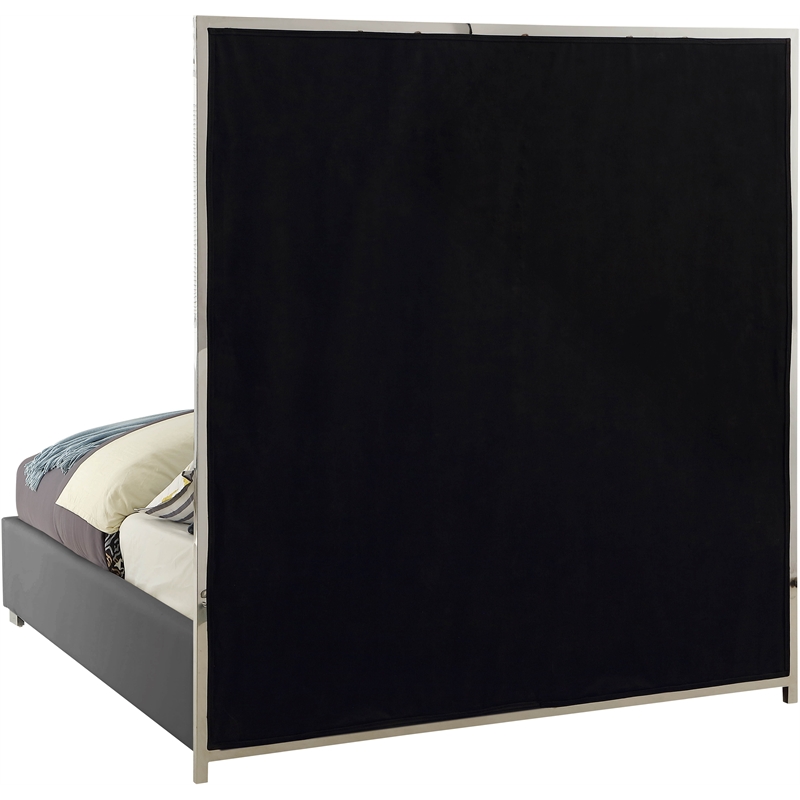 Meridian Furniture Milan Solid Wood and Vegan Leather King Bed in Gray