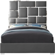 Meridian Furniture Milan Solid Wood and Vegan Leather King Bed in Gray