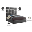 Meridian Furniture Milan Solid Wood and Vegan Leather Queen Bed in Gray
