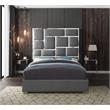 Meridian Furniture Milan Solid Wood and Vegan Leather Queen Bed in Gray