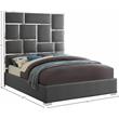 Meridian Furniture Milan Solid Wood and Vegan Leather Queen Bed in Gray