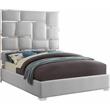 Meridian Furniture Milan Solid Wood and Vegan Leather King Bed in White