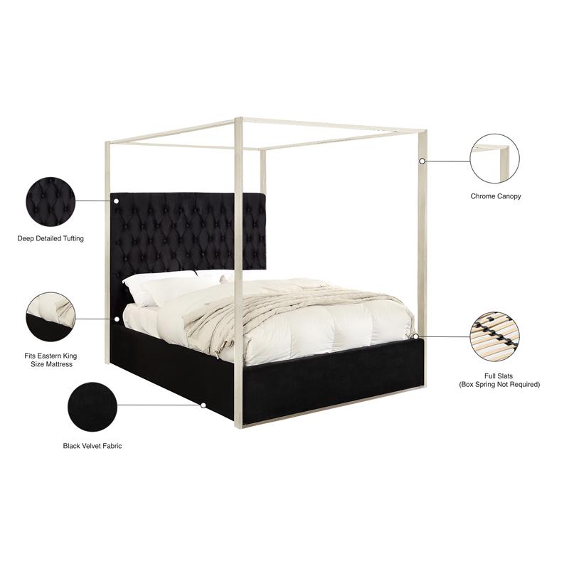 Meridian Furniture Porter Tufted Velvet King Bed in Black