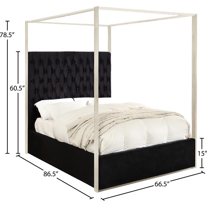 Meridian Furniture Porter Tufted Velvet Queen Bed in Black