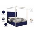 Meridian Furniture Porter Tufted Velvet King Bed in Navy