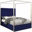 Meridian Furniture Porter Tufted Velvet Queen Bed in Navy