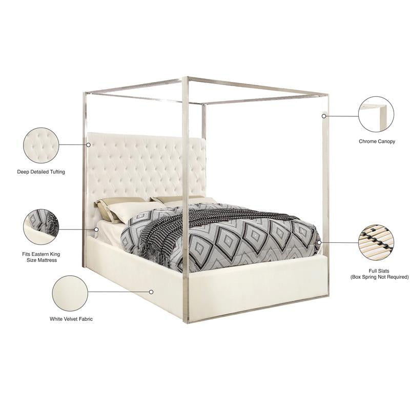 Meridian Furniture Porter Tufted Velvet King Bed in White