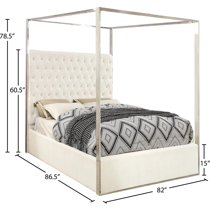 Meridian Furniture Porter Tufted Velvet King Bed in White