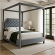 Meridian Furniture Rowan Tufted Velvet King Bed in Gray
