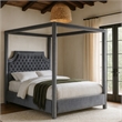 Meridian Furniture Rowan Tufted Velvet Queen Bed in Gray
