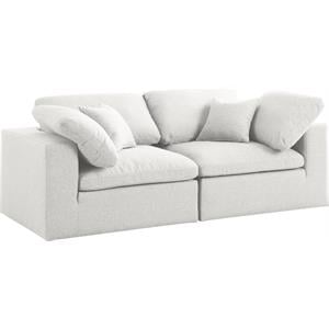 Meridian Furniture Serene Cream Durable Linen Fabric Deluxe Modular Sofa