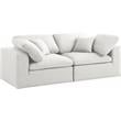 Meridian Furniture Serene Cream Durable Linen Fabric Deluxe Modular Sofa
